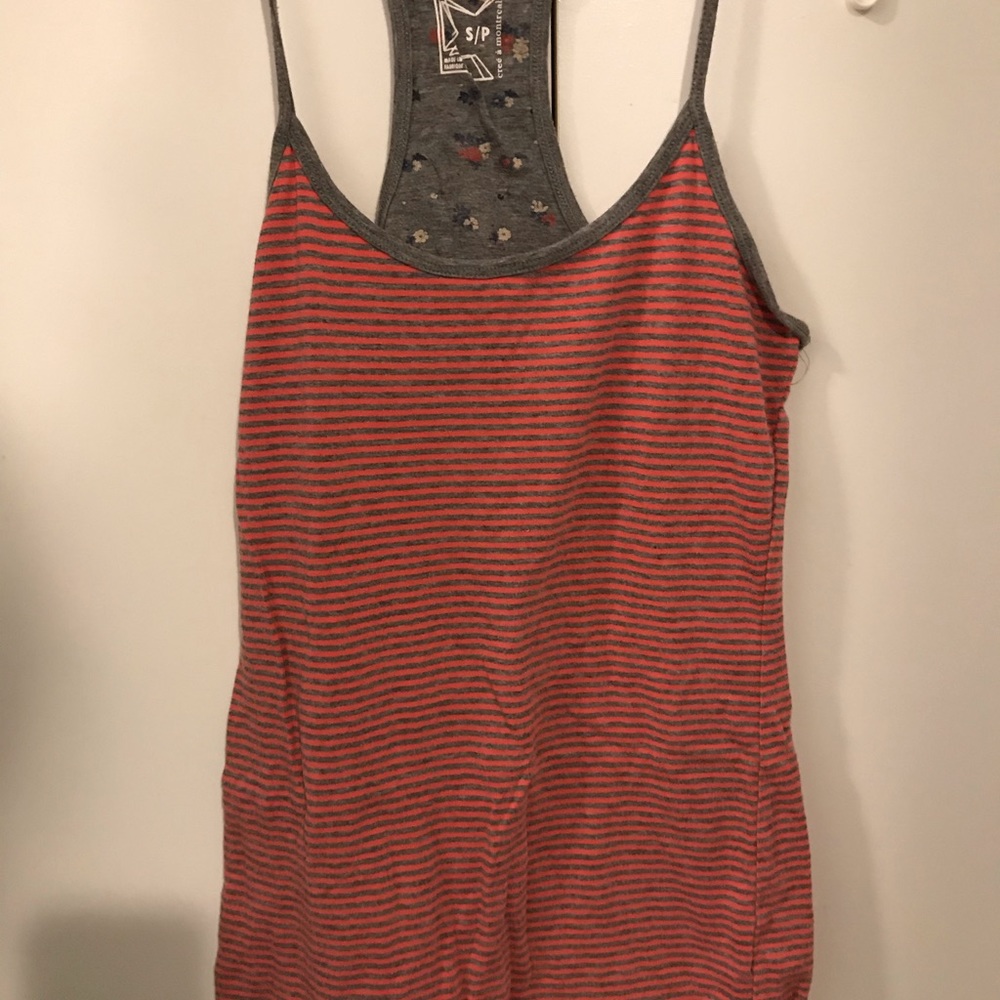 Garage pink and grey striped camisole